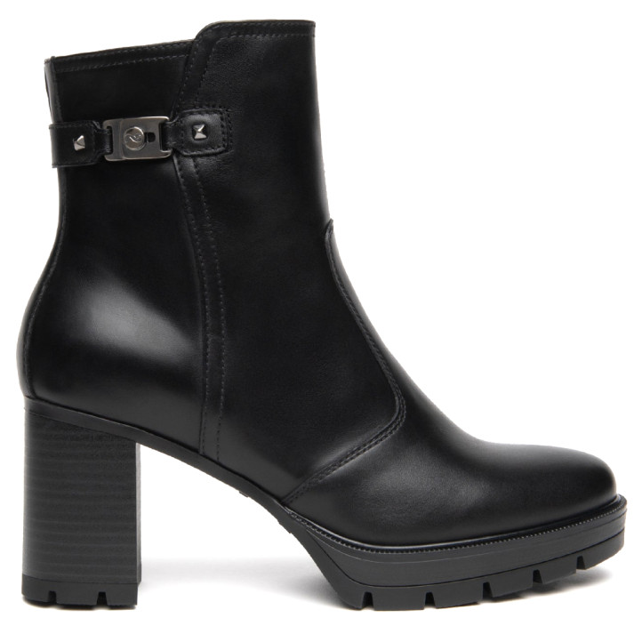 Botines Nero Giardini de piel negra para mujer con tacón de bloque de 8 cm y plataforma - Querol online