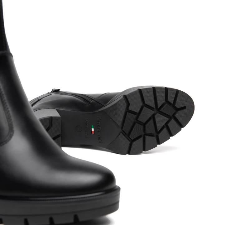 Botines Nero Giardini de piel negra para mujer con tacón de bloque de 8 cm y plataforma - Querol online