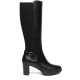 Botas tacón Nero Giardini altas de piel negra con tacón de 7 cm y caña elásti - Querol online