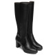 Botas tacón Nero Giardini altas de piel negra con tacón de 7 cm y caña elásti - Querol online