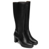 Botas tacón Nero Giardini altas de piel negra con tacón de 7 cm y caña elásti