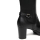 Botas tacón Nero Giardini altas de piel negra con tacón de 7 cm y caña elásti - Querol online