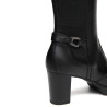 Botas tacón Nero Giardini altas de piel negra con tacón de 7 cm y caña elásti