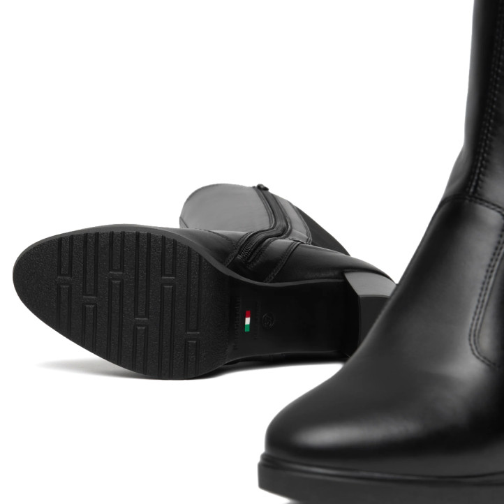 Botas tacón Nero Giardini altas de piel negra con tacón de 7 cm y caña elásti - Querol online