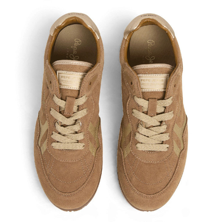 Zapatillas Pepe Jeans Daze de mujes begies de ante con acabado dorado - Querol online