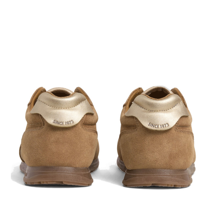 Sabatilles Pepe Jeans Daze de dona marrons de camussa amb acabat daurat - Querol online