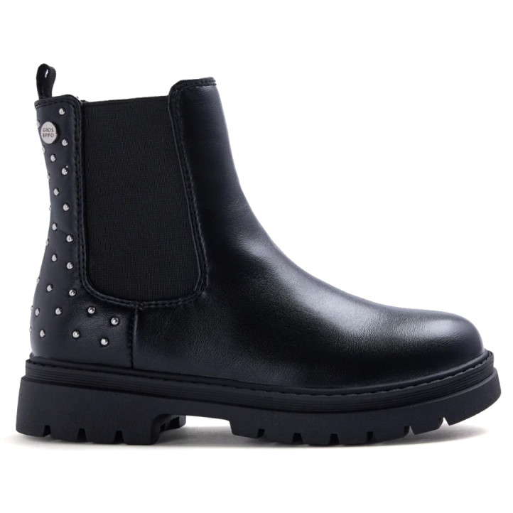 Botines Gioseppo de niña negros estilo Chelsea con elásticos laterales y tachuelas - Querol online