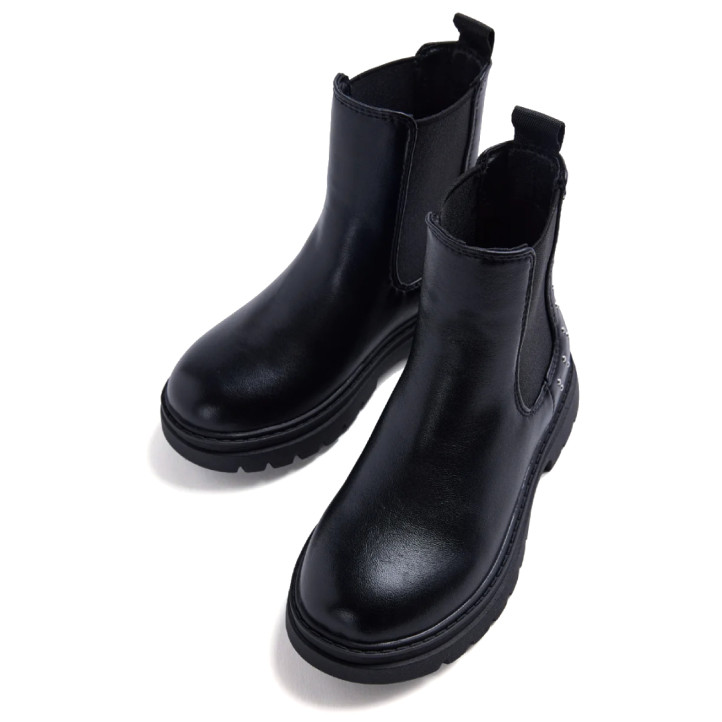 Botines Gioseppo de niña negros estilo Chelsea con elásticos laterales y tachuelas - Querol online