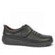 Zapatos planos Treintas en piel negra con cierre de velcro y elásticos decorativos - Querol online