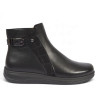 Botins plans Treintas de dona negres de pell amb cremallera i sivella lateral