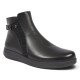 Botines planos Treintas de mujer negros de piel con cremallera y hebilla lateral - Querol online