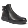 Botines planos Treintas de mujer negros de piel con cremallera y hebilla lateral