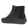 Botines planos Treintas de mujer negros de piel con cremallera y hebilla lateral