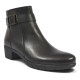 Botines planos Treintas negros con tacón ancho, hebilla decorativa y cremallera lateral - Querol online