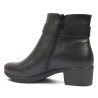 Botins plans Treintas negres amb taló ample, sivella decorativa i cremallera lateral