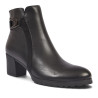 Botines tacón Treintas negros con tacón alto ancho, hebilla metálica y cremallera lateral