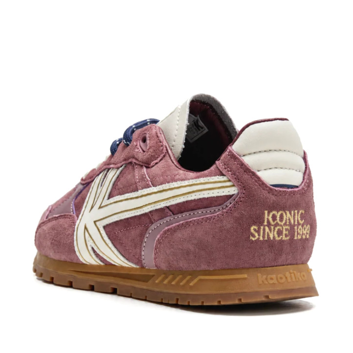 Zapatillas KAOTIKO Seattle Mauve de piel serraje en color malva con detalles crema y dorados - Querol online