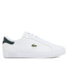 Zapatillas Lacoste Powercourt de hombre blancas de piel con detalles verde oscuro
