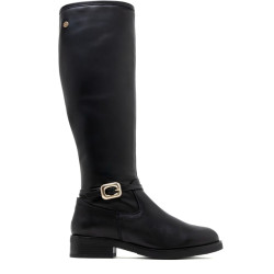BOTAS ALTAS DE PIEL CON CREMALLERA JARA NEGRO PORRONET - Querol online