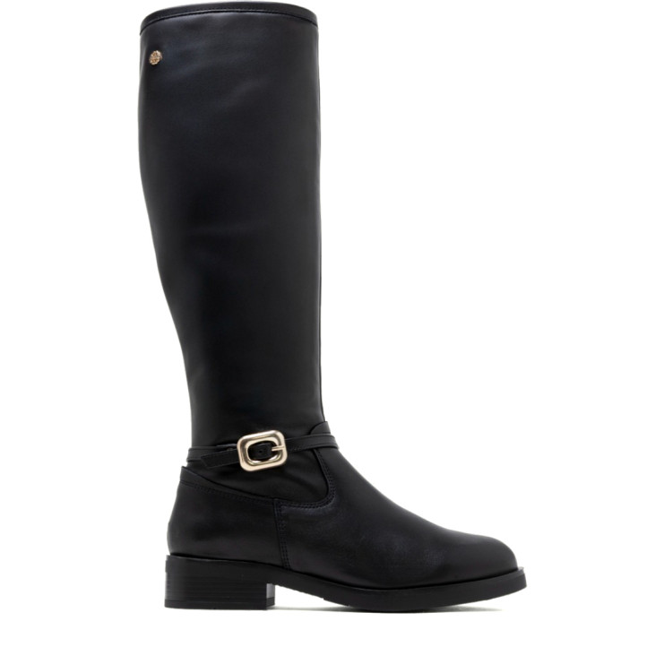 BOTAS ALTAS DE PIEL CON CREMALLERA JARA NEGRO PORRONET - Querol online