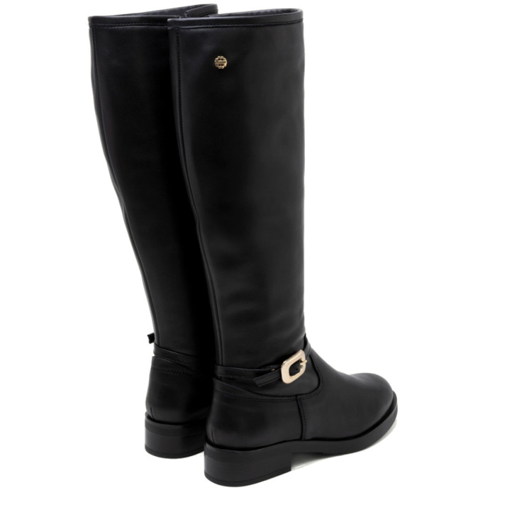 BOTAS ALTAS DE PIEL CON CREMALLERA JARA NEGRO PORRONET - Querol online