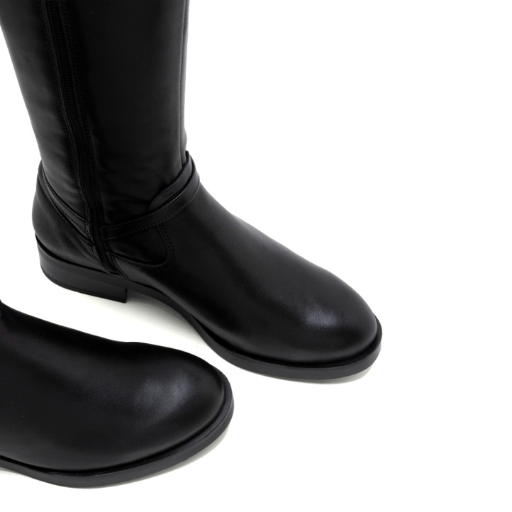 BOTAS ALTAS DE PIEL CON CREMALLERA JARA NEGRO PORRONET - Querol online