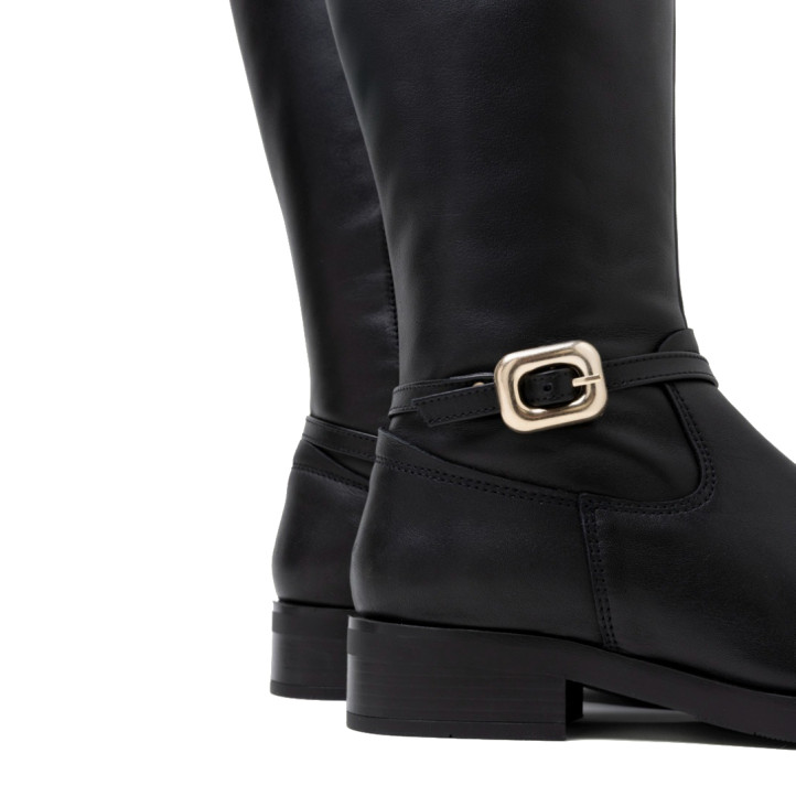 BOTAS ALTAS DE PIEL CON CREMALLERA JARA NEGRO PORRONET - Querol online