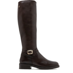 BOTAS ALTAS DE PIEL CON CREMALLERA JARA MOKA PORRONET - Querol online