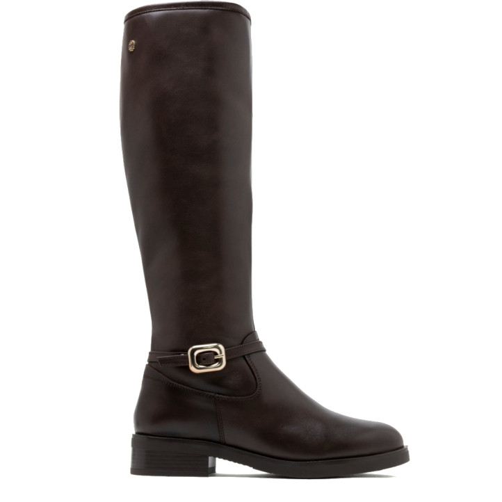 BOTAS ALTAS DE PIEL CON CREMALLERA JARA MOKA PORRONET - Querol online
