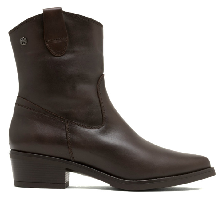 BOTINES DE PIEL CON CREMALLERA MARTA MOKA PORRONET - Querol online