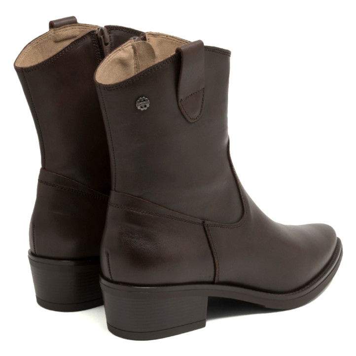 BOTINES DE PIEL CON CREMALLERA MARTA MOKA PORRONET - Querol online