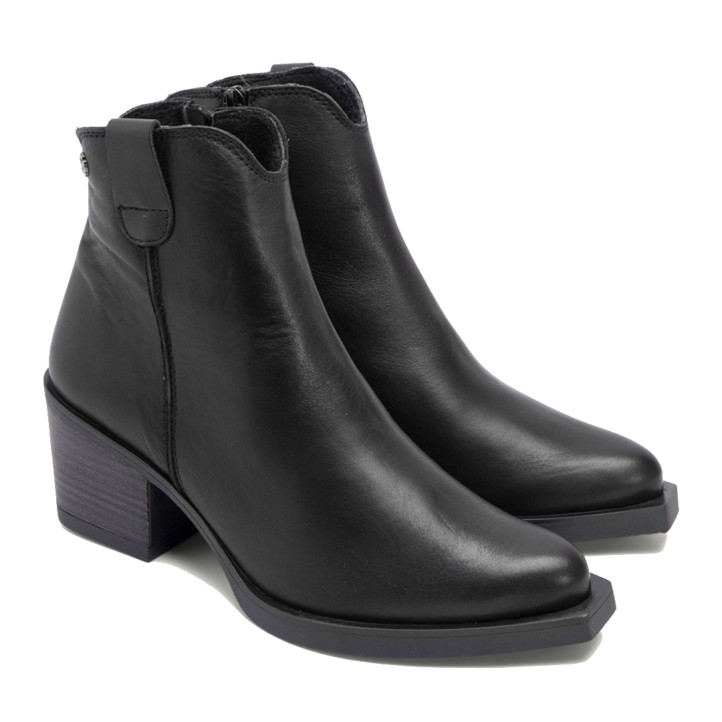 BOTINES COWBOY DE PIEL CON CREMALLERA NATALIA NEGRO PORRONET - Querol online