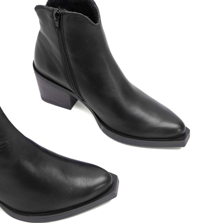 BOTINES COWBOY DE PIEL CON CREMALLERA NATALIA NEGRO PORRONET - Querol online
