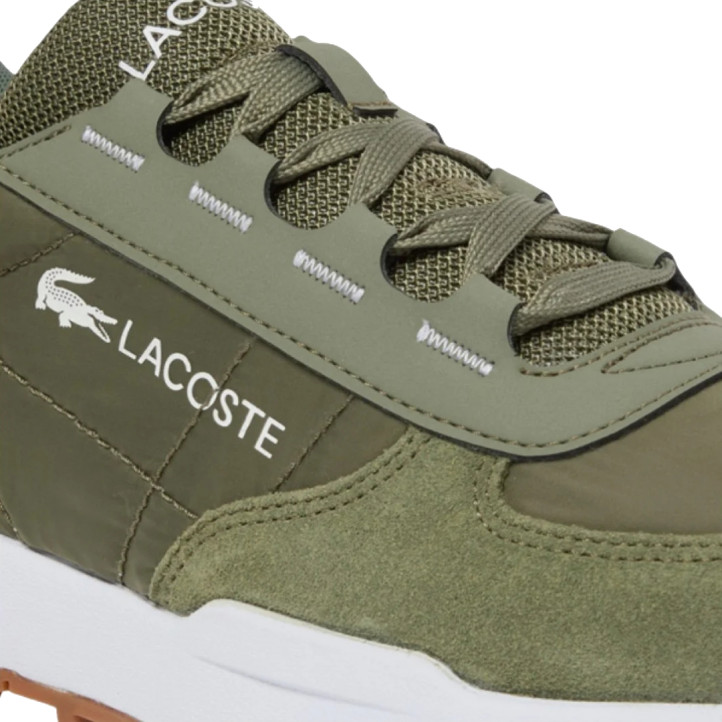 Zapatillas Lacoste Elite Active Evo verdes con detalles de ante y suela caramelo - Querol online
