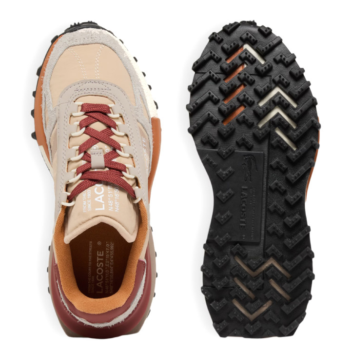 Sabatilles Lacoste Elite Active d'home beix amb camussa i detalls bordeus - Querol online