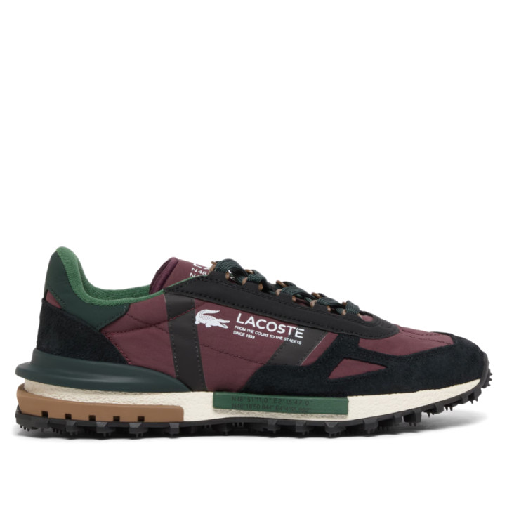 Zapatillas Lacoste Elite Active de hombre burdeos con ante negro y detalles verdes - Querol online