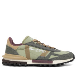 Zapatillas Lacoste Elite Active de hombre verde oliva con ante gris y detalles beige - Querol online