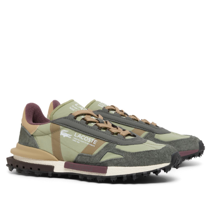 Sabatilles Lacoste Elite Active d'home verd oliva amb camussa grisa i detalls beix - Querol online
