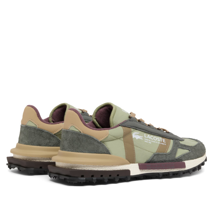 Zapatillas Lacoste Elite Active de hombre verde oliva con ante gris y detalles beige - Querol online