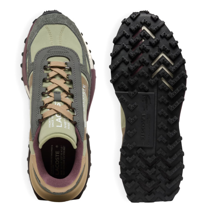 Sabatilles Lacoste Elite Active d'home verd oliva amb camussa grisa i detalls beix - Querol online