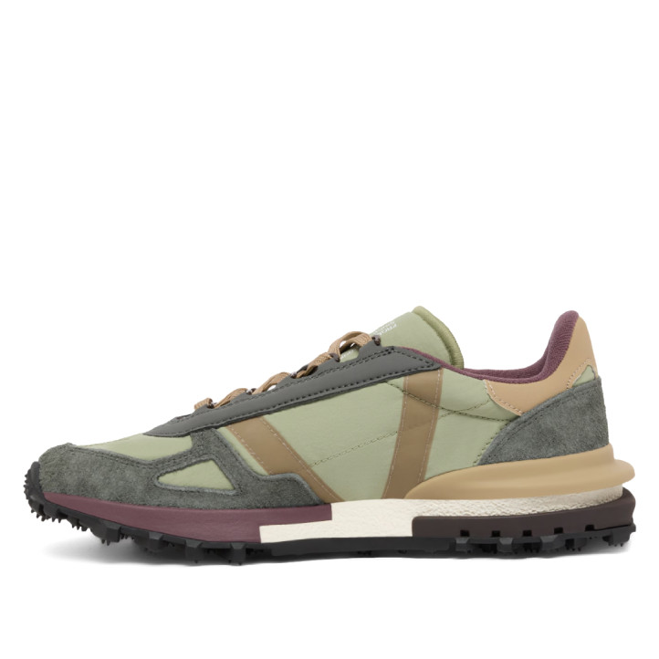 Zapatillas Lacoste Elite Active de hombre verde oliva con ante gris y detalles beige - Querol online