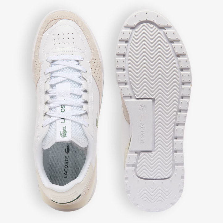 Sabatilles Lacoste Slam Break d'home blanques de pell i camussa beix amb detalls verds - Querol online