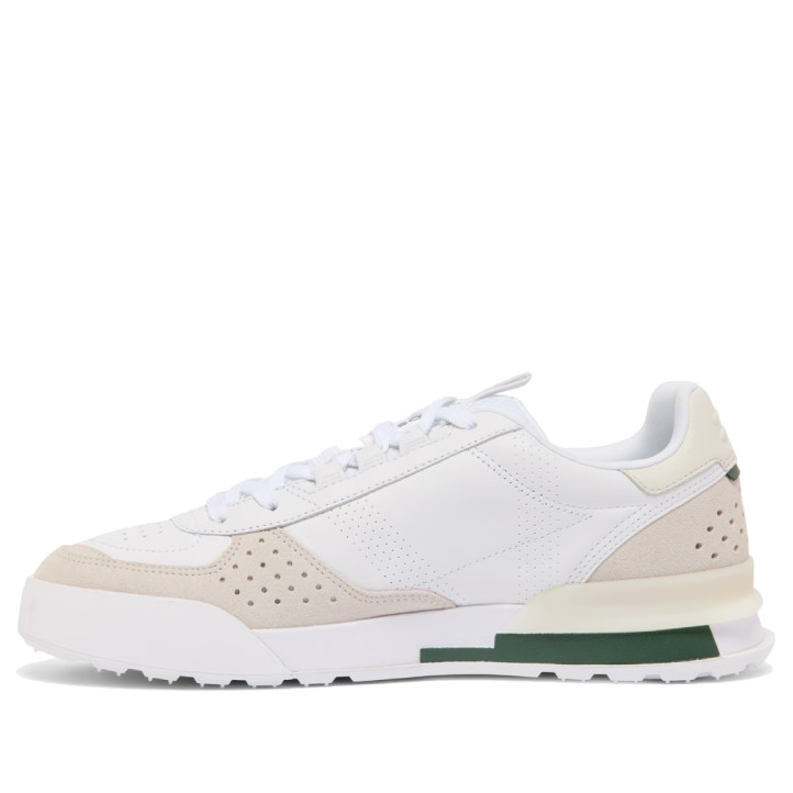 Zapatillas Lacoste Slam Break de hombre blancas de piel y ante beige con detalles verdes - Querol online