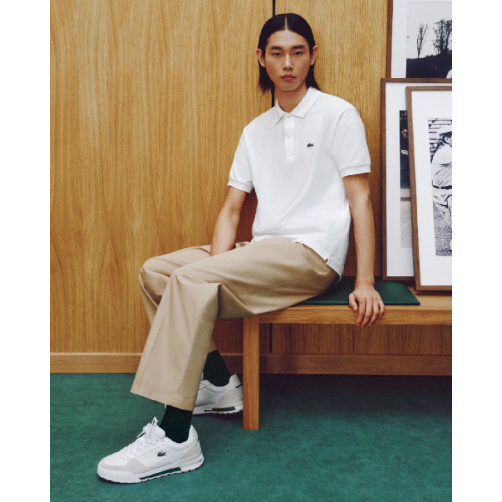 Sabatilles Lacoste Slam Break d'home blanques de pell i camussa beix amb detalls verds - Querol online