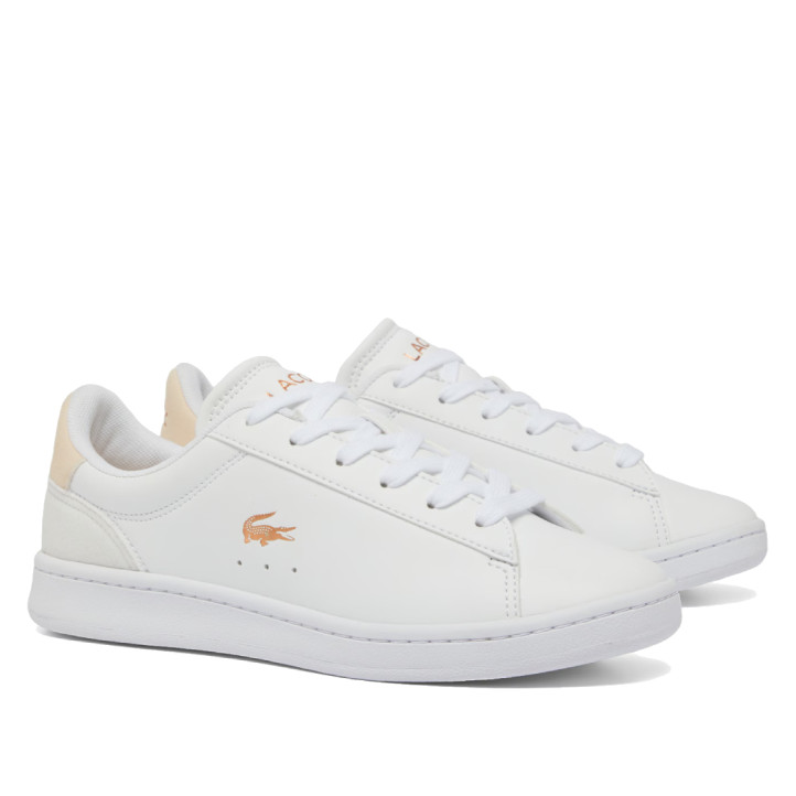 Zapatillas Lacoste Carnaby Set infantiles blancas con detalles en oro rosa - Querol online