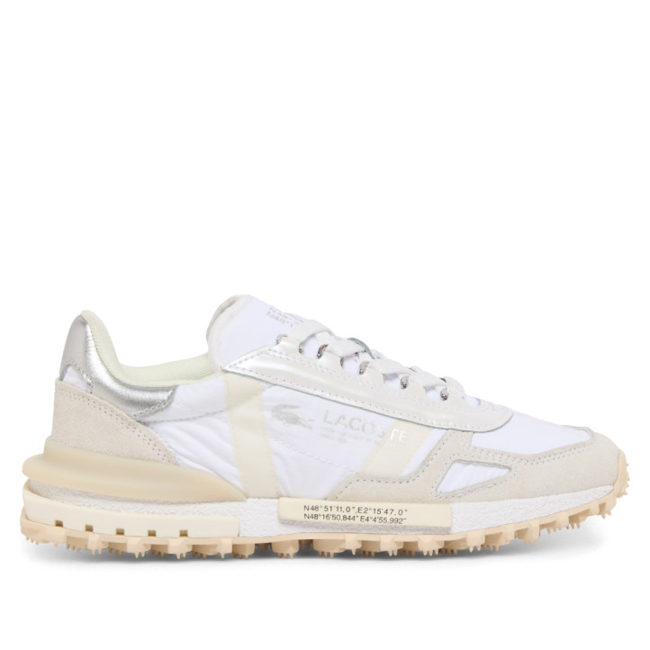 Zapatillas Lacoste Elite Active de mujer blancas con detalles metalizados y suela beige - Querol online