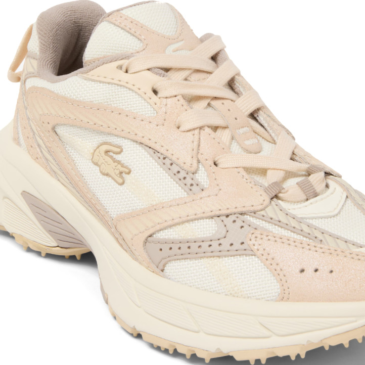 Zapatillas Lacoste L003 Neo Shot de mujer beige con ante nacarado y suela XXL - Querol online