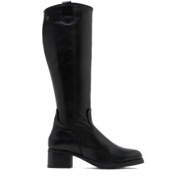 BOTAS DE PIEL DE TACÓN CON CREMALLERA OLIVIA NEGRO PORRONET - Querol online