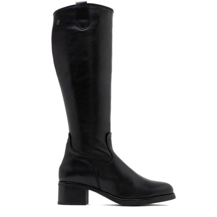 BOTAS DE PIEL DE TACÓN CON CREMALLERA OLIVIA NEGRO PORRONET - Querol online