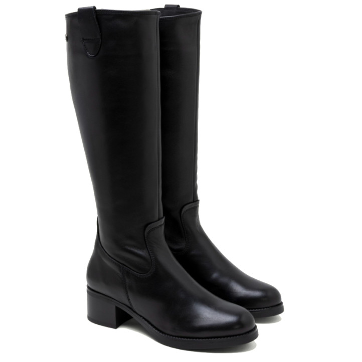 BOTAS DE PIEL DE TACÓN CON CREMALLERA OLIVIA NEGRO PORRONET - Querol online